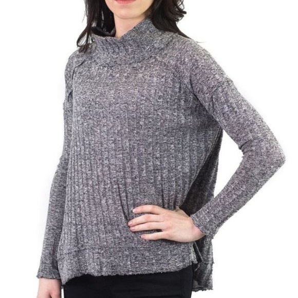 FREE PEOPLE Ribbed Mock Neck Thin Knit Sweater - Picture 3 of 11